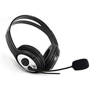 CoolBox CoolChat 3.5 in-ear hoofdtelefoon met microfoon, volumeregeling op de kabel, licht, verstelbare hoofdband, 2 m, jack 3,5 mm, voor pc, tablet, laptop, zwart