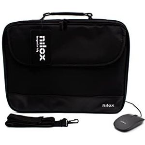 Nilox - HARD BAG - Laptop Hardcase Tas - Zwart - Polyester - Inclusief Muis