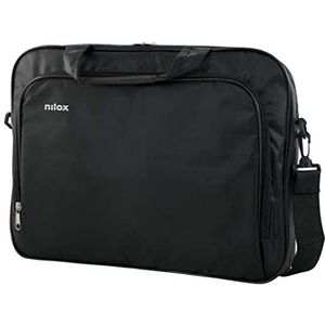 Nilox - Notebag 15,6 inch Essential 2.0 - schoudertas voor laptops met de maten 15,4 tot 16 inch - met gewatteerde binnenkant en twee binnenvakken - zwart, Geen kleur., Eén maat, Nilox