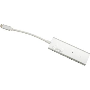 CoolBox - COO-HUC4U3 - Docking Station - Zilver - USB-C, 4 Havens