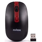 Nilox, Draadloze muis, 1600 dpi, optische tracking met 4 knoppen, automatisch drinksysteem voor energiebesparend, compatibel met Windows, Mac en Linux, zwart en rood