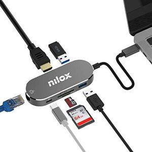 Universele USB-C-adapter, multifunctionele HDmi, SD, Micro-SD, USB, LAN, PD.