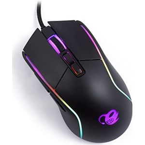 CoolBox DeepDarth Optische gaming-muis met 9 verlichtingsmodi, programmeerbaar, dpi, verstelbaar, bekabeld, 8 toetsen, kleur: zwart.