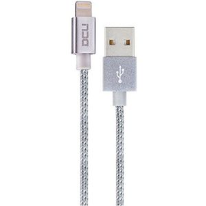 Dcu tecnologic Oplaadkabel Lightning-kabel goedgekeurd Apple inc. USB 2.0 compatibel met iPhone, iPad, iPod aluminium 1m zilver