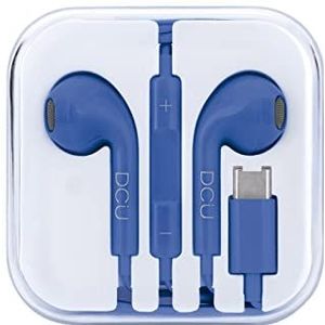 DCU Tecnologic | Draadloze hoofdtelefoon met USB-aansluiting, microfoon en volumeregelaar, type C, met stereosonde, blauw