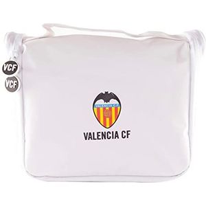 Valencia Football Club Travel Toilettas - Officieel teamproduct, met hanger om op te hangen en verschillende hoogten om toiletartikelen op te slaan, Kleur: wit
