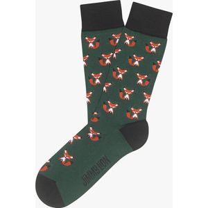 Jimmy Lion Fox Dark Green Unisex Sokken - Groen - 36-40
