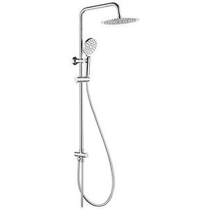 Ibergrif M20706 Douchesysteem, Douchestang met Hoofddouche en Handdouche, Slang, Verstelbare Stang en Steun, Zonder Kraan, Chroom, Zilver