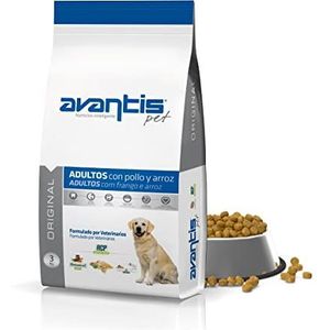 Avantis Pet Original hondenvoer voor volwassen honden van middelgrote en grote rassen - 3 kg - 100% compleet en uitgebalanceerd voer - zeer voedzaam met kip en rijst