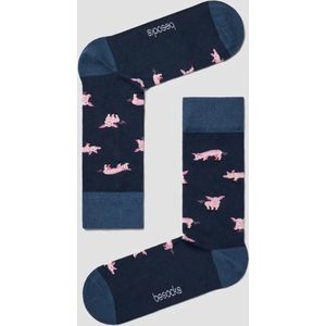 Grappige Sokken Marineblauw met Varkens in Bio katoen maat 41-46 - Varkentjes - Zacht - Trendy geschenk - Trendy Cadeau - Verjaardag - Geschenk - Kerst