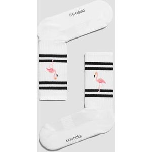 Vintage Sokken met Flamingo's in Bio katoen Maat 36-40 - Zacht - Trendy geschenk - Cadeau Vrouw - Trendy Cadeau - Verjaardag - Geschenk Vrouw