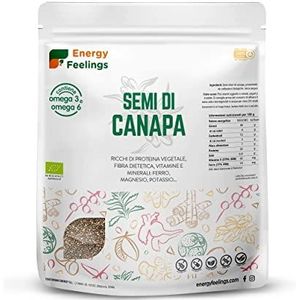 Energy Feelings Gecertificeerde biologische hele hennepzaden, rijk aan eiwitten, vezels, vitaminen en mineralen. Hemp Seeds Sativa Integrale Hennepzaden, Hemp Seeds 500g