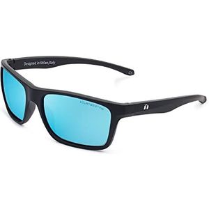 CLANDESTINE Square & Curve HD zonnebril voor dames en heren., Vierkant mat zwart – nylon HD lichtblauw