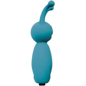 Virgite Mini vibrator met twee clitoris antennes - blauw