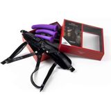 Virgite Strap-on Harnas met dildo set - paars - maat S/M/L