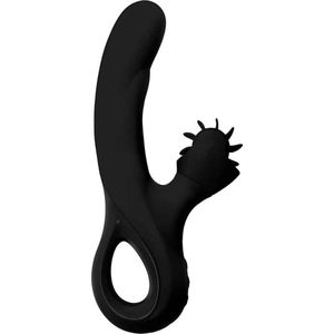 Lang Loys Vibrator met Draaiend Clitoris Wieltje - zwart