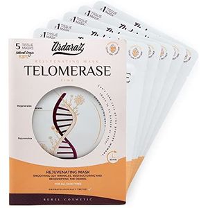 Ardaraz - Anti-rimpel en verjongend hydraterend gezichtsmasker, geïmpregneerd met Telomerase serum Set van 5 anti-aging gezichtsmaskers.