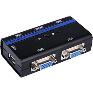 AISENS A111-0064 KVM-switch VGA USB 1U-2PC met kabel voor de bediening van twee Cpus, zwart