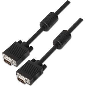 AISENS A113 - 0074 - SVGA-kabel met Ferrita (HDB15/stekker, 10 m, voor monitor/TV/projector) zwart