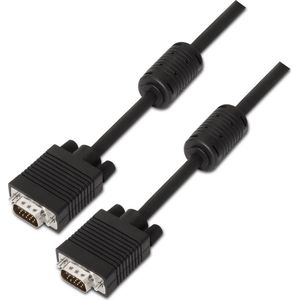 AISENS A113-0074 SVGA-kabel met ferriet (HDB15/mannelijk, 10 m, voor monitor/tv/beamer) zwart