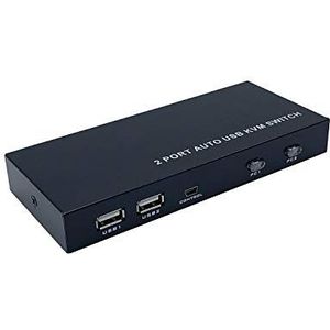 AISENS - A111-0400 - HDMI KVM Switch 4K @60Hz USB 1U-2PC met voeding, zwart