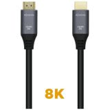 AISENS A150-0429 Ultra High Speed HDMI V2.1-kabel/HEC 8K @60Hz 48Gbps, A/M-A/M, grijs/zwart, 3m