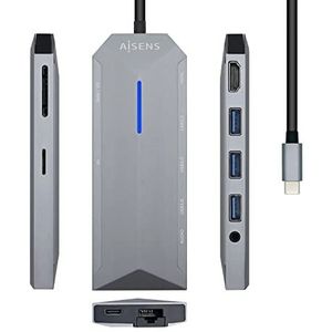 AISENS ASUC-9P001-GR laptop dock & poortreplicator Bedraad Thunderbolt 3 Grijs