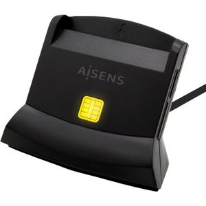 DNI/SIP Card Reader Aisens Lector De Tarjeta Dni Con Lector De Tarjetas SIM, SD, Micro SD, MMC, RS-MMC, MMC Micro, USB-C, Negro