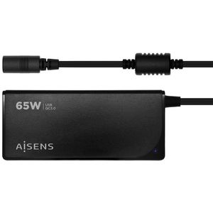 Aisens - ASLC-65WAUTO-BK - Universele Laptoplader - 65W - Met 9 Connectoren en USB QC3.0