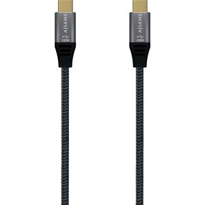 AISENS - A107-0672 - USB 3.2 kabel Gen2x2 20Gbps 5A 100W E-mark, type USB-C / M-USB-C/M, grijs, 1,5 m