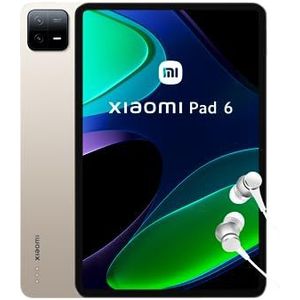 Xiaomi Pad 6 - Tablet 11 inch (WiFi, 144 Hz WQHD+ display, 6 GB RAM, 128 GB ROM, 8840 mAh batterij), champagne (ES-versie + 3 jaar garantie)