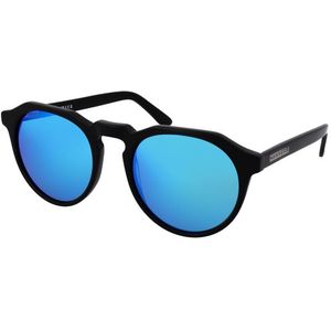 Hawkers Diamond Black Clear Blue Warwick X - rond zonnebrillen, unisex, zwart, spiegelend