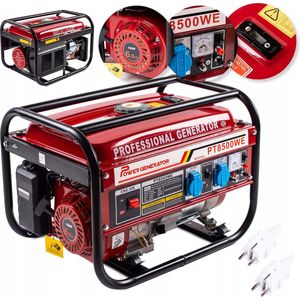 Powertech® PT8500WE Benzine Generator - Aggregaat - Max. 2700 Watt - 4 Takt Motor - 220/380V