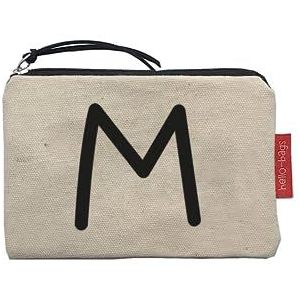 Hello-Bags. Portemonnee/klein tasje. Buitenkant: 100% katoen. Inclusief ritssluiting en voering. Verpakt in een geschenk kraft envelop. Model: ""M"". Kleur: Ecru/Zwart. 14 * 10 cm.
