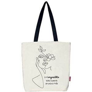 hello-bags Bn-003-loimposible Tote tas voor dames, ecru, 38 cm, hedendaags, Ecru, Eigentijds