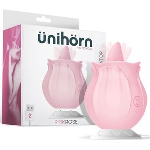 ÜNIHÖRN - Tongue Licking Vibrator Pinkrose Usb Charge Dock Silicone