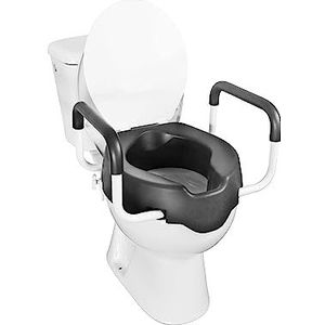KMINA - Zachte Toiletverhoger met Deksel (10 cm Hoog, Zacht), Toiletverhoger voor Ouderen, WC Verhoger, Toiletverhoger voor Handicap, Toiletverhoger voor Badkamer, Toilet Verhoger Ovaal Zwart