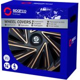 Sparco - Varese - Wieldoppen - Goud/Zwart - Set van 4 Stuks