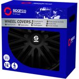 Sparco - Bergamo - Wieldoppen - Zwart - Set van 4 Stuks - Slagvast Kunststof
