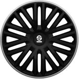 Sparco - Bergamo - Wieldoppenset - Zwart/Grijs - Kunststof - Set van 4