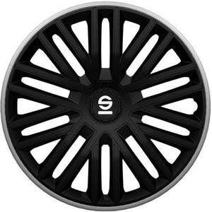 Sparco - Bergamo - Wieldoppenset - Zwart/Grijs - Kunststof - Set van 4