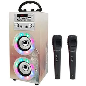 DYNASONIC (Modelo 19 Multicolor LED) Karaoke Machine Microfoon, Twee Microfoon Luidspreker om te zingen inbegrepen, Bluetooth luidspreker