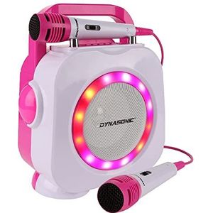 DYNASONIC Karaoke met microfoon, origineel geschenk voor kinderen en meisjes, spreker, speelgoed meisjes 4-13 jaar (Pink)