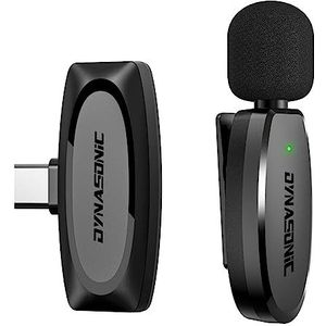 DYNASONIC DM-Pro 02 (2e generatie) Professionele draadloze microfoon Android Type C. Lavalier reversmicrofoon voor mobiel (2,4 GHz) Facebook Tiktok Video Vlog Youtube
