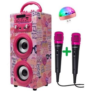 DYNASONIC Karaoke Microfoon voor kinderen, cadeau voor meisjes, kinderen, origineel en leuk meisje, speelgoed voor kinderen, model 025-20 lichten 3ºGen