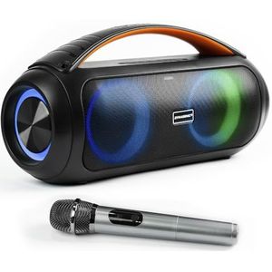 DYNASONIC D93 - Draagbare Bluetooth-luidspreker IPX7 waterdicht. Draadloze luidspreker. Geluidsspeler met ingebouwde LED-verlichting. Micro-SD, USB