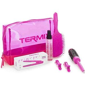 Termix Pocket Styling Universele mini-stijltang met USB-poort en drijvende platen, voor altijd onberispelijk haar, draagbaar, universeel, neonroze