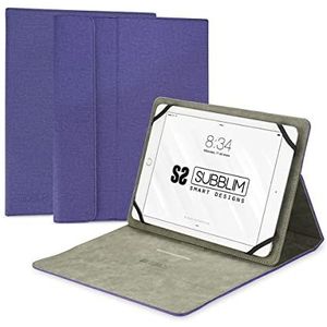 SUBBLIM Beschermhoes voor Tablet Clever Stand van 24,6 cm tot 27,9 cm (9,6 inch), magneetsluiting, drie kijkhoeken, robuust siliconen bevestigingssysteem, violet