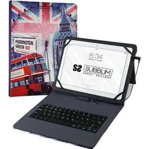SUBBLIM KEYTAB USB-Engeland beschermhoes met toetsenbord, 10,1 inch micro-USB, adapter type C, klapsluiting