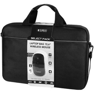 SUBBLIM Laptoptas met draadloze muis, 39,6 cm (15,6 inch), met trolleyband, voorvak, verstelbare schouderriem, muis met 3 toetsen, 1200 dpi, zwart